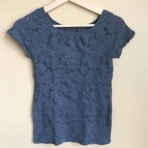Floral knit blue fitted shirt